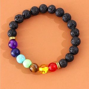 Black Lava Stone & other Chakra Stone Bracelets